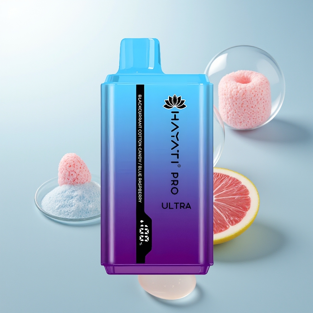 Hayati Pro Ultra 15000 Algodón de Azúcar de Grosella Negra Frambuesa Azul Ultra 850mAh