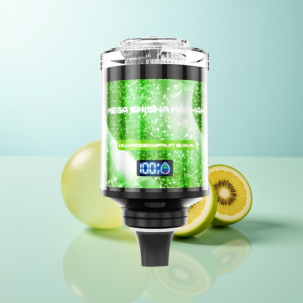 JNR Mega Shisha Hookah 100K Pasión Frutal Kiwi Guayaba con Pantalla Inteligente y Batería Recargable