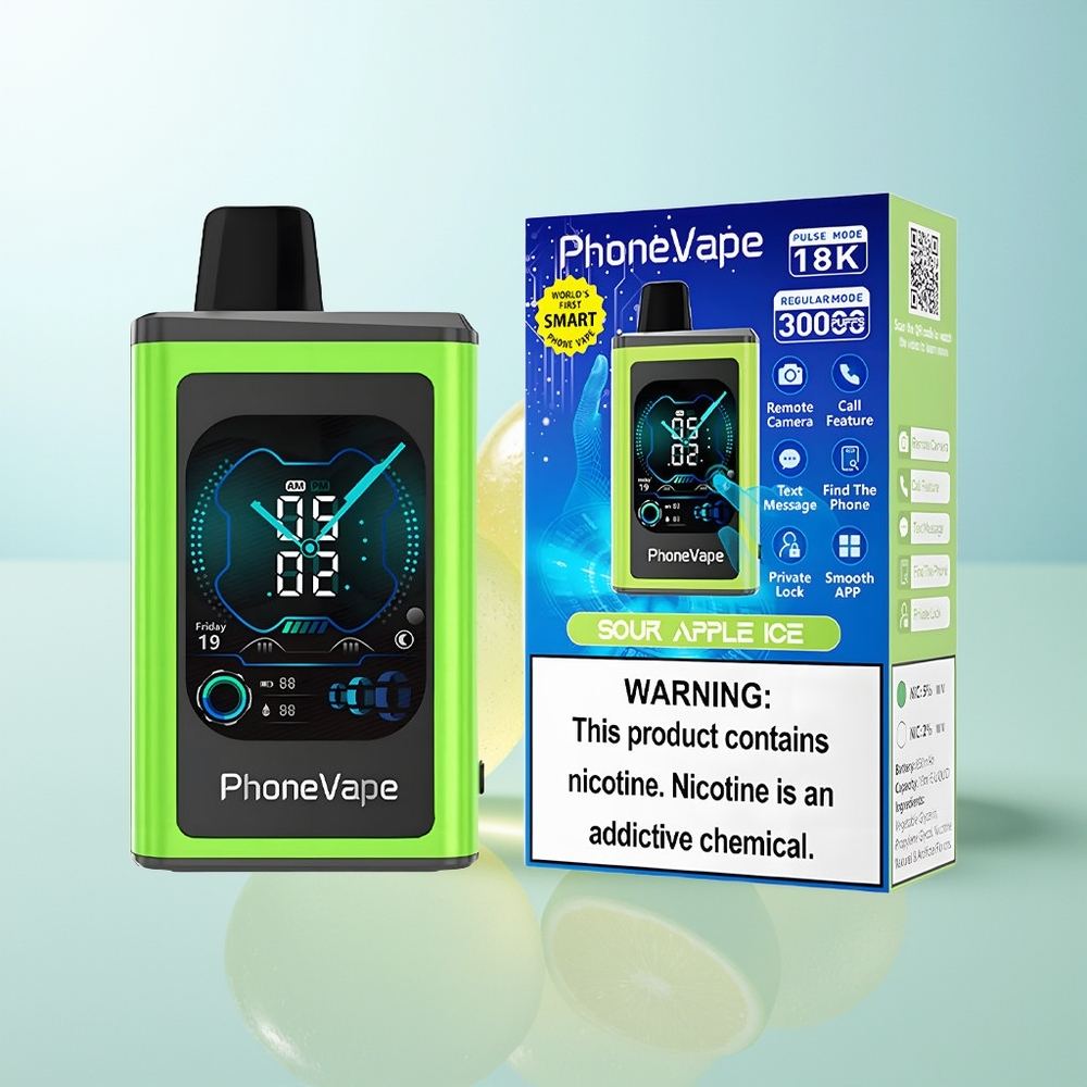 JNR PhoneVape 30000 Manzana Ácida Hielo con Turbo y Pantalla Completa