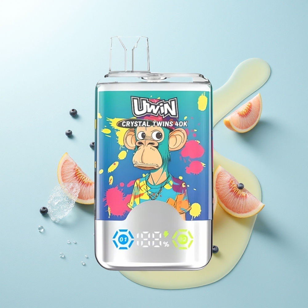 Uwin Crystal Twins 40000 Durazno de Verano con Arándanos en Hielo y Dos Sabores Recargable