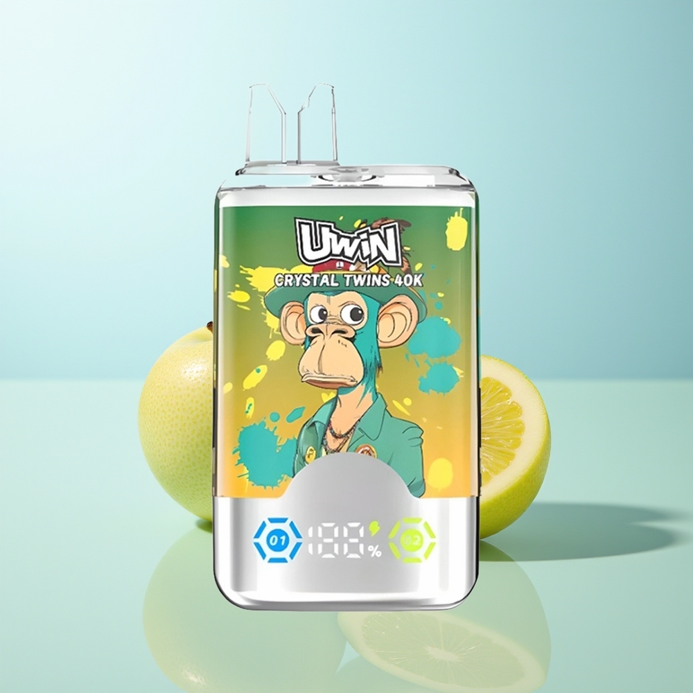 Uwin Crystal Twins 40000 Kiwi Maracuyá Guayaba Dos Manzanas con Dos Sabores y Carga Tipo-C