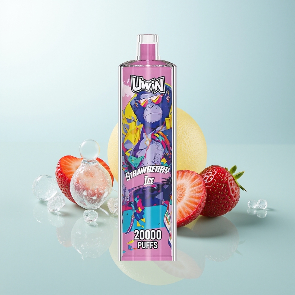 Uwin Shisha Hookah Crystal 20000 Puffs Fresa Helado con Batería Recargable y Bobina Mesh